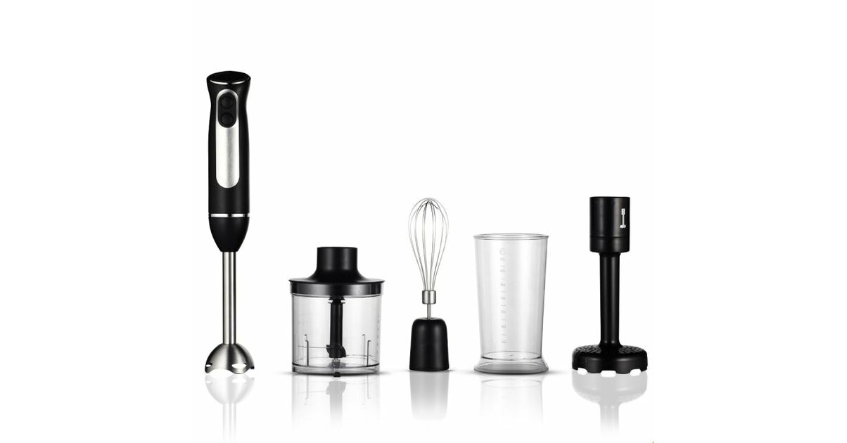 Little Balance Kit Mixeur Plongeant Speed Inox 600 Plus 4-en-1 600W - Hachoir, Fouet, Presse-Purée, Bol Doseur Inox